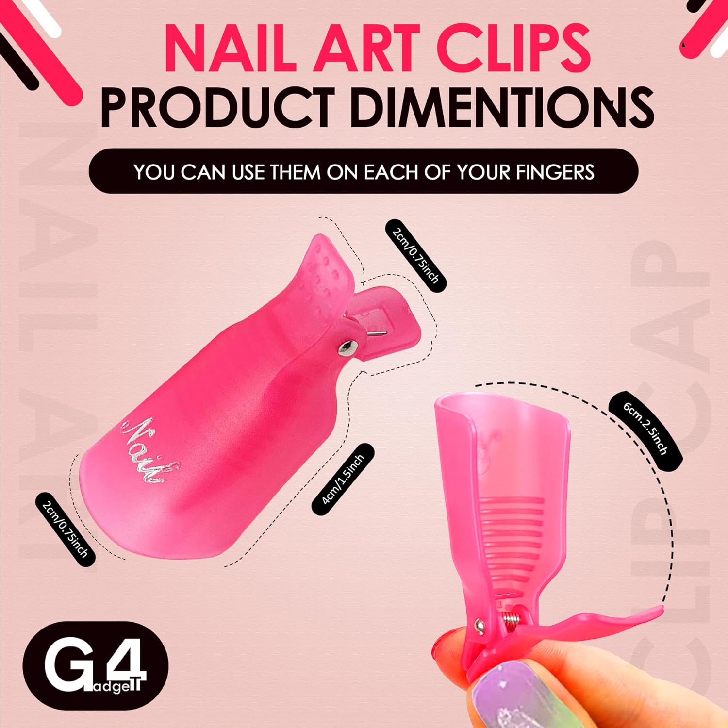 G4GADGET 10 PCS Nail Polish Remover Clips – Soak Off Gel, Acrylic & UV Nail Polish Removal, Reusable & Anti-Slip Rose Red Clips for Fingers & Toenails-3