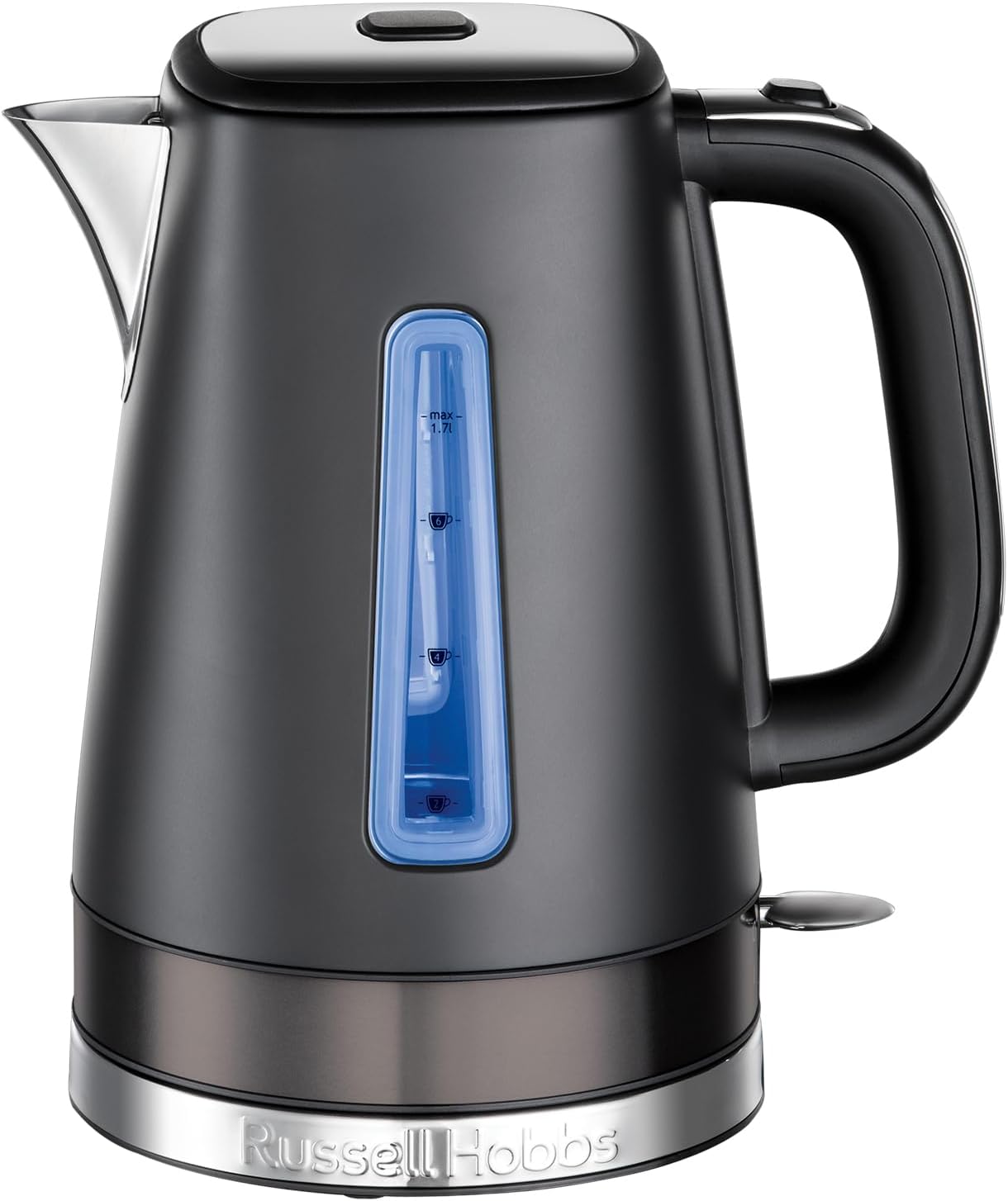 Russell Hobbs Electric Kettle (1.7L, Stainless steel with matte design, Rapid boil, Removable anti-scale filter, Water level indicator, Perfect pour, 3000W) Matte Black 26140-0