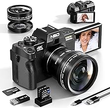 NBD 4K Digital Cameras for Photography - 48MP/60FPS Video Camera for Vlogging, WiFi & App Control, YouTube Vlogging Camera with 32GB TF Card. Wide-Angle & Macro Lens Included (Black)