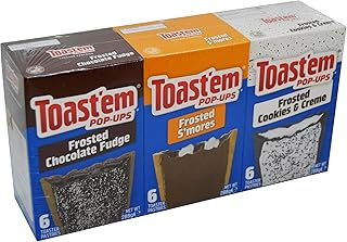 Toast'em Pop-Ups Frosted Variety Pack Chocolate Fudge, Smores & Cookies & Creme (18 pastries) Similar to Pop Tarts