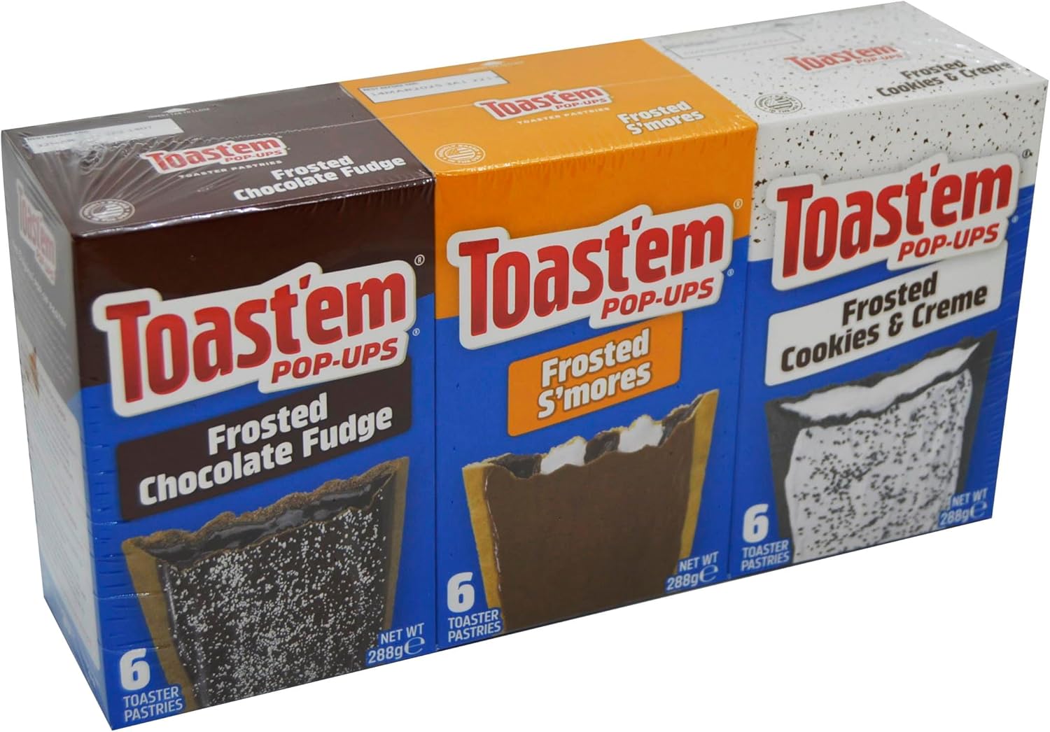 Toast'em Pop-Ups Frosted Variety Pack Chocolate Fudge, Smores & Cookies & Creme (18 pastries) Similar to Pop Tarts-0