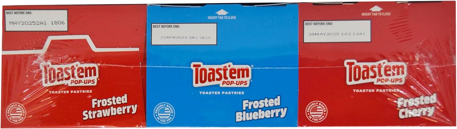 Toast'em Pop-Ups Fruit Variety Pack Frosted Strawberry, Frosted Blueberry, Frosted Cherry (18 pastries) Similar to Pop Tarts-6