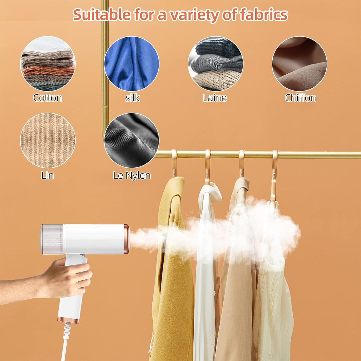 Clothes Steamer Handheld, Portable Garment SteameIron Clothes with Vertical and Horizontal Steaming FabricsSuitable for All Fabrics, Home, Travel, Home and Office,1000W,150ml Water Tank-2