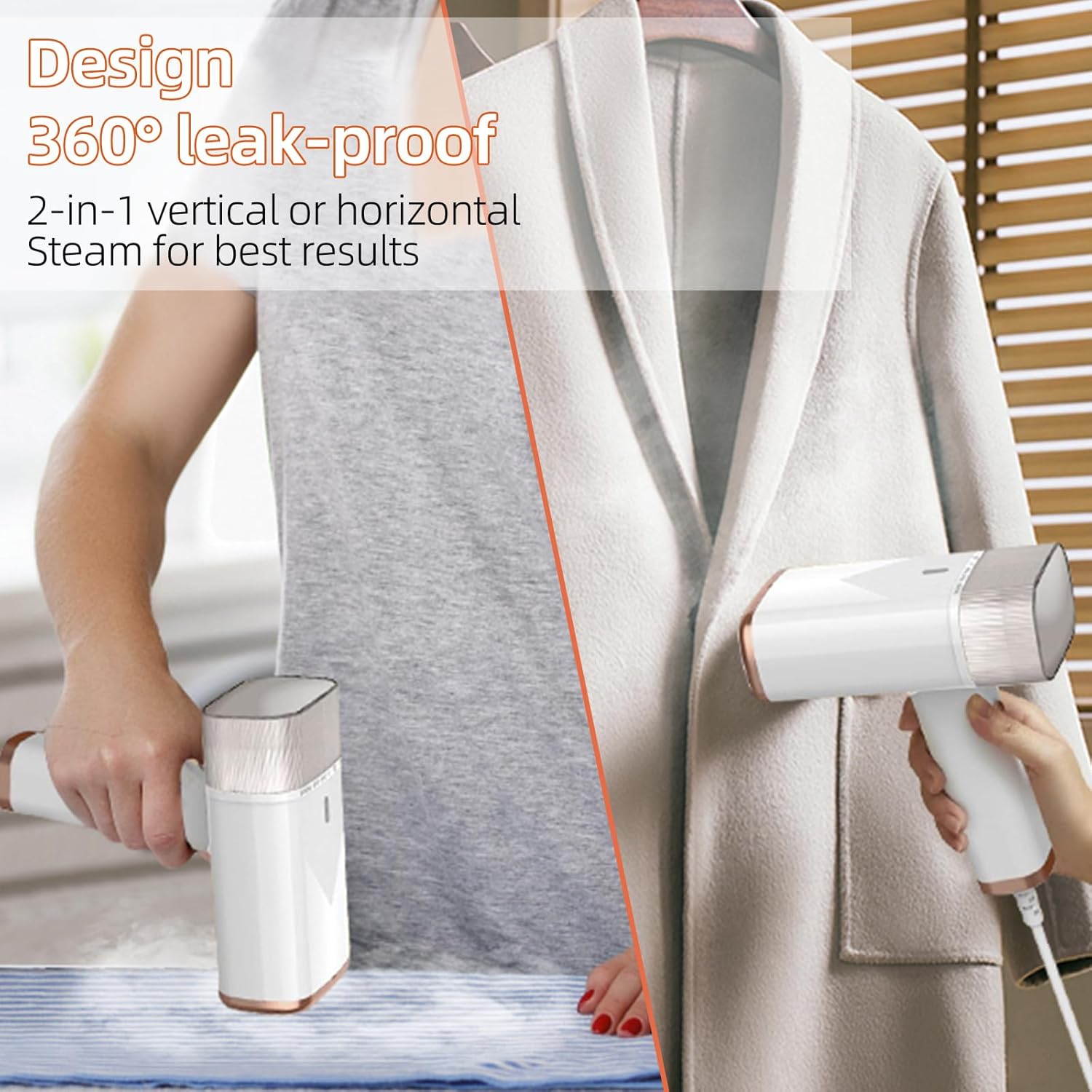 Clothes Steamer Handheld, Portable Garment SteameIron Clothes with Vertical and Horizontal Steaming FabricsSuitable for All Fabrics, Home, Travel, Home and Office,1000W,150ml Water Tank-4