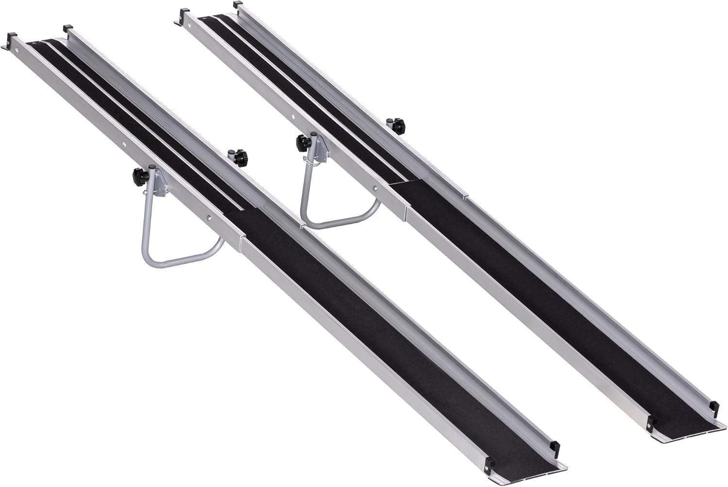 HOMCOM 2PCS Telescopic Wheelchair Ramps, 244L x 19.5Wcm, 270kg, Folding Aluminium Door Threshold Ramps for Home, Mobility Scooters, Doorways, Steps, Stairs, with Non-slip Surface, Carrying Bag-0