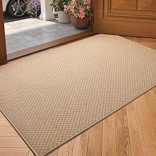 COLOR&GEOMETRY Door Matts Indoor 44 x 76 cm, Thin Indoor Door Mats Non Slip, Absorbent Dirt Trapper Doormat, Outdoor Mats for Front Door, Washable Door Mat Inside, Khaki (Rolled-up NO Creases)