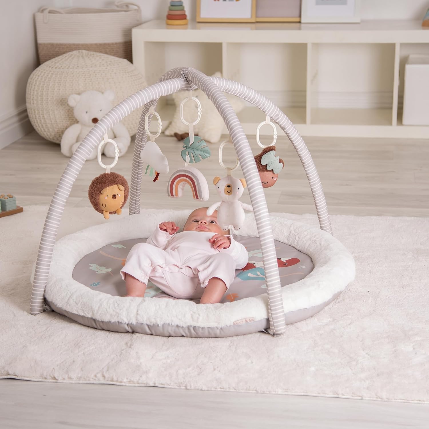 Red Kite Play Gym - Padded Play Gym with Hanging Toys & Tummy Time Mirror (Woodland Walks)-4