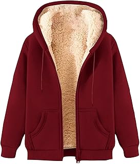 KUIH Fleece Jacket Women UK Sale Ladies Teddy Fleece Hoodie Winter Coat Sherpa Lined Jacket Women Full Zip Hoodie Teddy Bear Coats Fleece Sweatshirts Ladies Fleece Tops Sweater Outwear Winter Clothes