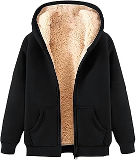 KUIH Fleece Jacket Women UK Sale Ladies Teddy Fleece Hoodie Winter Coat Sherpa Lined Jacket Women Full Zip Hoodie Teddy Bear Coats Fleece Sweatshirts Ladies Fleece Tops Sweater Outwear Winter Clothes