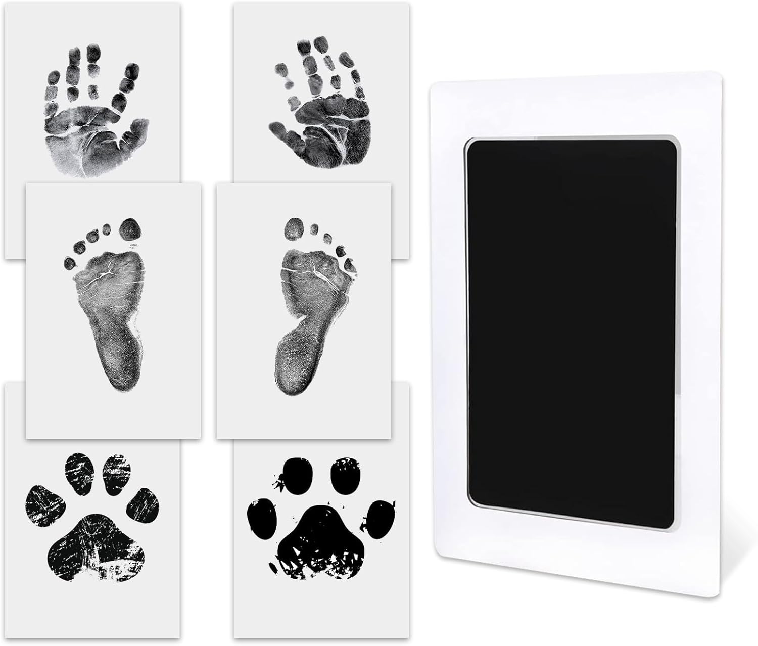 TATUNER Baby Hand and Footprint Kit Inkless - Mess Free Ink Pad, Paw Print Kit for Dogs and Cats, Safe Clean Touch Ink Pads for Newborn Handprints (Black, 0-6 Months)-0