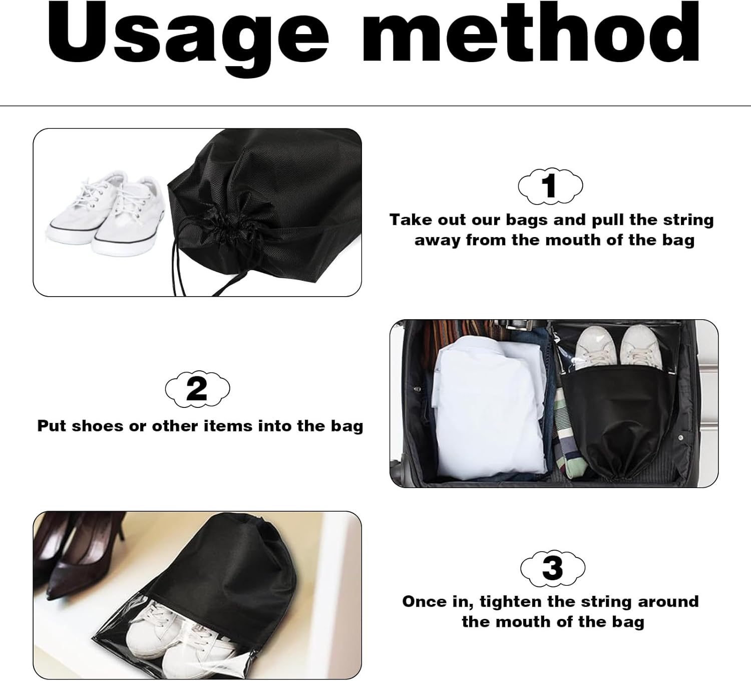 10 Pcs Shoe Bag,Shoe Bags for Travel,Shoe Bags,Non-Woven Dust Proof Pouch Space Saving Organizer with Transparent Slot,Suitable for Men and Women Daily Travel Use.-3