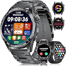 FOXBOX Smart Watch for Men (3 Straps),1.43'' AMOLED Fitness Waterproof Smartwatch,100+ Sport Modes with Bluetooth,Heart Rate, Sleep Calorie Blood Oxygen Monitor for Android iOS 400mAh Black