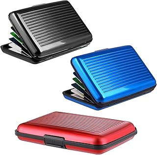 WPNCYK 3 Pieces Credit Card Holder, Card Protector, Business Card Case, for Minimalist Women Men Credit Card Protector Card Protector Card Case, Wallet with 6 Slots, Compact and Convenient(Black, Red, Blue)