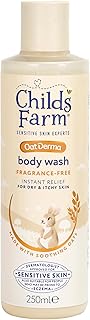 Childs Farm OatDerma Body Wash, Fragrance Free, Soothing Face Bath Shower Gel, Sensitive Skin Soap, Baby Kids, 250ml