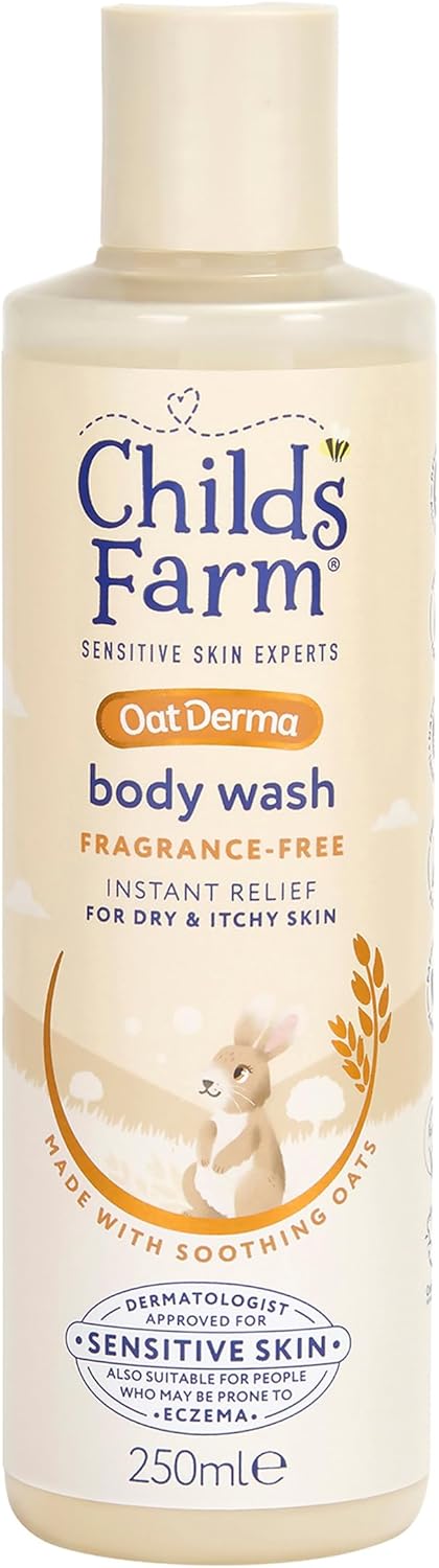 Childs Farm OatDerma Body Wash, Fragrance Free, Soothing Face Bath Shower Gel, Sensitive Skin Soap, Baby Kids, 250ml-0