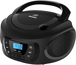 Roxel RCD-S50BT Portable Boombox CD Player with FM Radio, BT Wireless Streaming, USB MP3 Playback, AUX In, and Dual Power Option