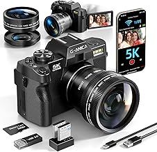 5K Digital Cameras for Photography，48MP/60FPS Video Camera for Vlogging, WiFi & App Control Vlogging Camera for YouTube, Small Camera with 32GB TF Card.Wide-Angle & Macro Lens