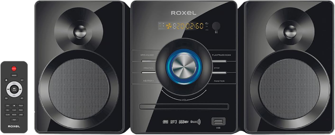 Roxel RCD-240BT Micro Compact Hifi CD Player mini Stereo, USB Playback, FM Radio, BT Streaming, AUX In and Remote Control and FM Radio-0