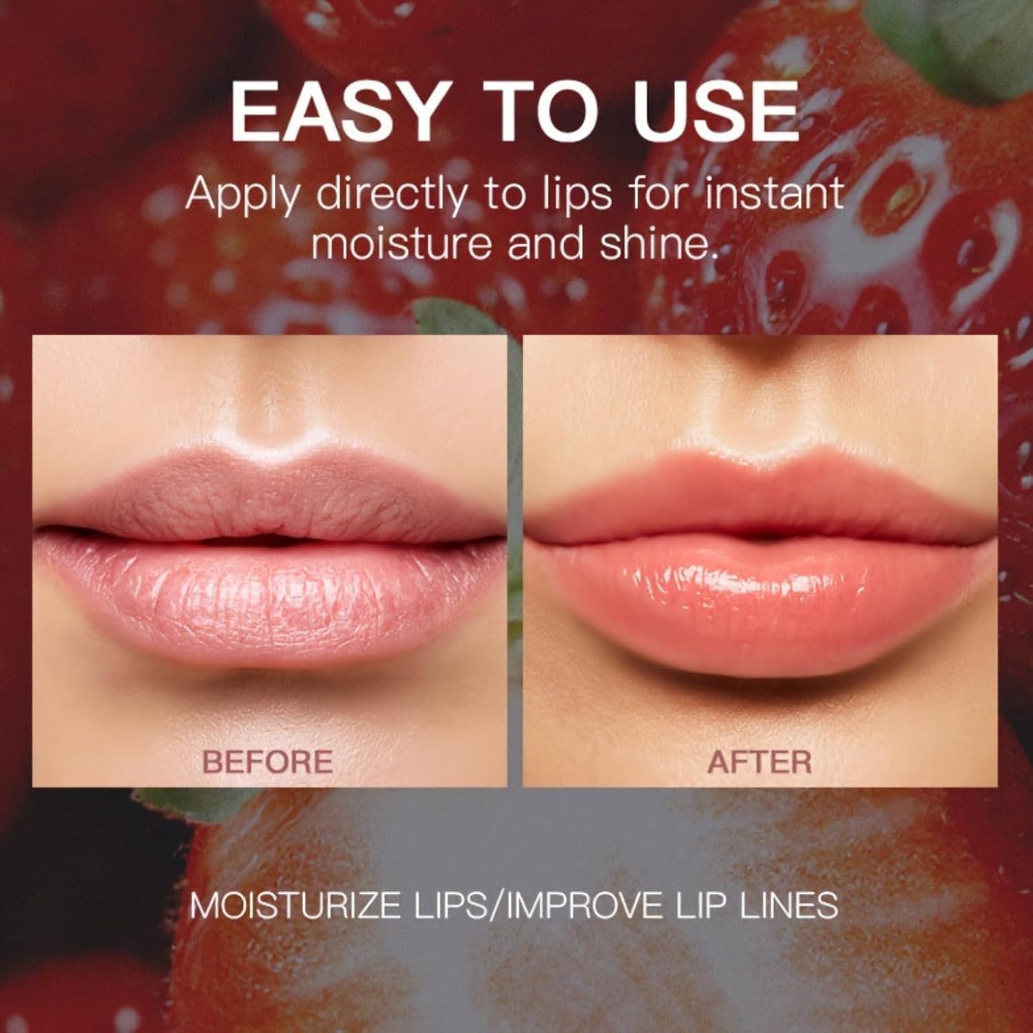 2PCS Lip Balm Set Lip Plumper, Strawberry Hydrating Lip Mask Set, Clear Lip Oil Moisturize Lipbalm Set for Day Night Care Enhancer Fade Lip Lines Non-sticky Lip Gloss-6