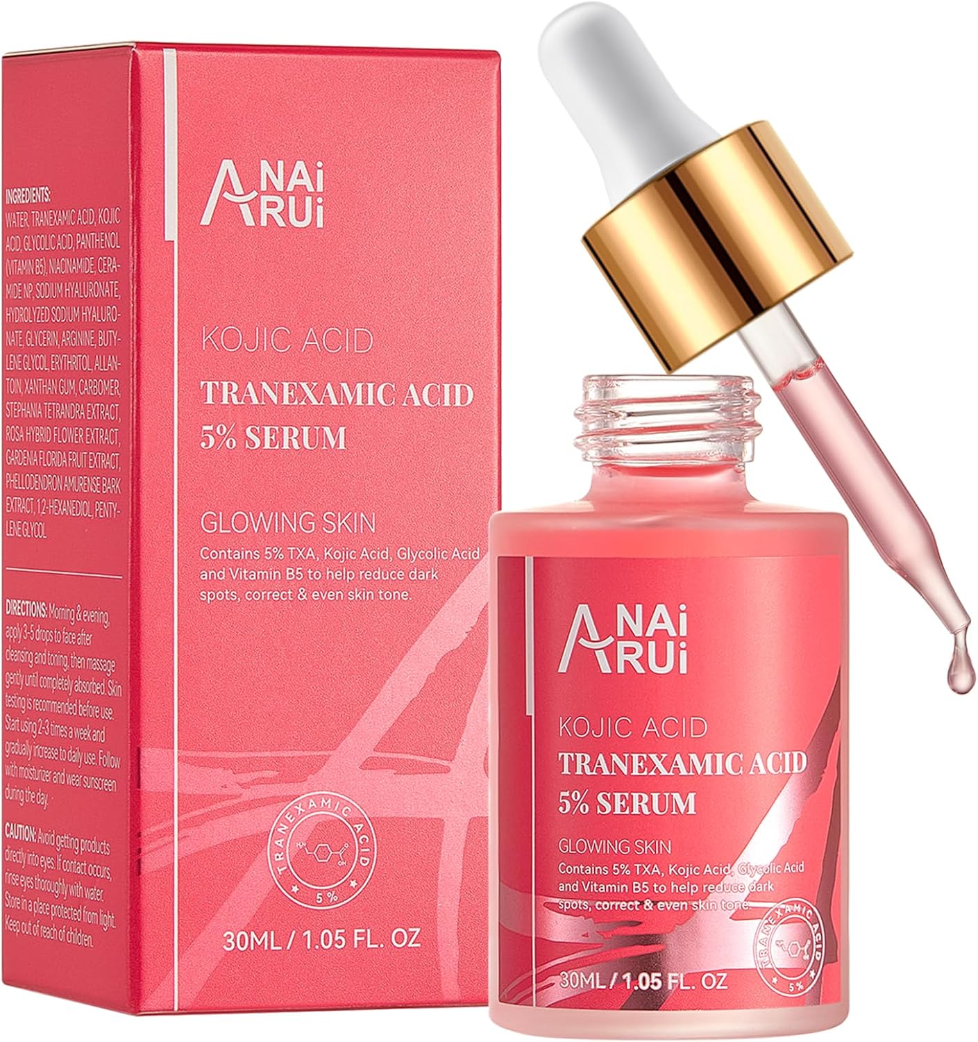 ANAiRUi Tranexamic Acid Serum, Dark Spot Correcting Serum with Glycolic Acid + Kojic Acid, Targets Hyperpigmentation, Even Skin Tone, 30 ml-0