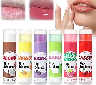 6PCS Mini Lip Balm Set,Fruit Flavoured Lip Balm Multipack,Tinted Lip Balm,Moisturising Lip Balm Stick,Glossier Lip Balm,Lip Care,Lip Sleeping Mask for Lip Care,Lip Balm Set,Tinted Lip Oil,Lip Salve