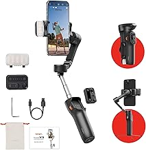 hohem iSteady x3 Gimbal Stabilizer for iPhone,AI Tracker Gimbal,3-Axis Smartphone Gimbal w/3-Color Fill Light,Detachable Remote Control Built-in Extension Rod,Foldable Gimbal,hohem x3 phone stabilizer