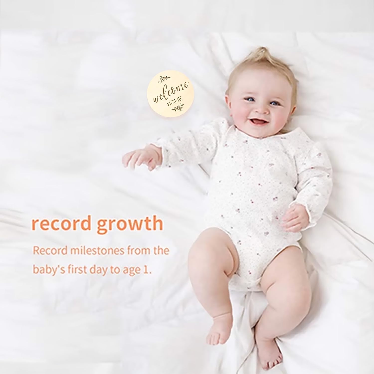 10cm Wooden Milestone Baby Cards, Baby Milestone Cards Months Signs, Double Sided Milestone Baby Cards, Baby Age Cards for New Parents Gift Set Newborn Infants 0-12 Months Growth Recording-3