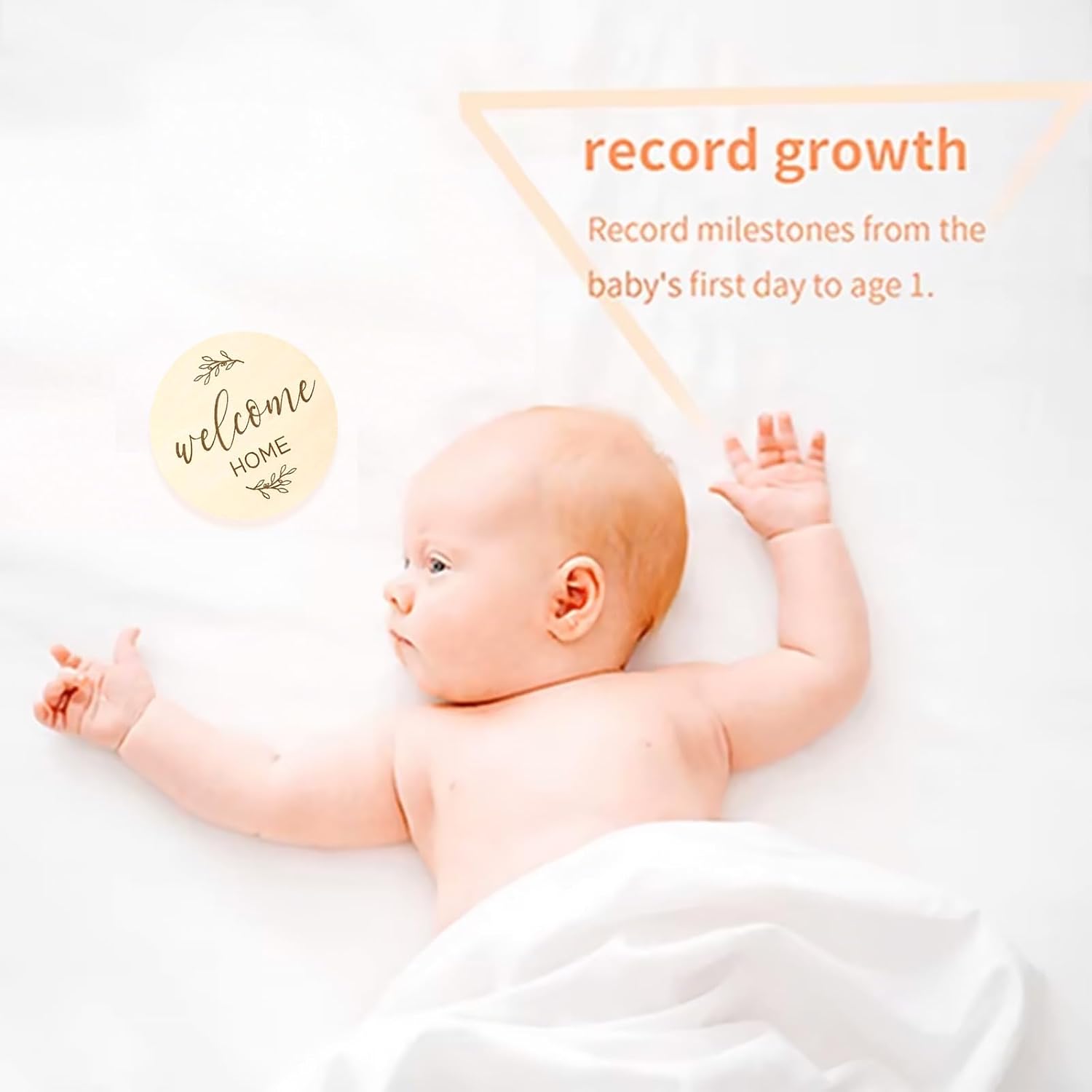 10cm Wooden Milestone Baby Cards, Baby Milestone Cards Months Signs, Double Sided Milestone Baby Cards, Baby Age Cards for New Parents Gift Set Newborn Infants 0-12 Months Growth Recording-4