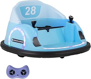 Maxmass Kids Ride on Bumper Car, 360° Rotation Spin Waltzer Car with Remote Control, Dual Joysticks, Music, Flashing Lights, USB/AUX Ports, Children Electric Ride on Car for 18+ Months Old (Blue)