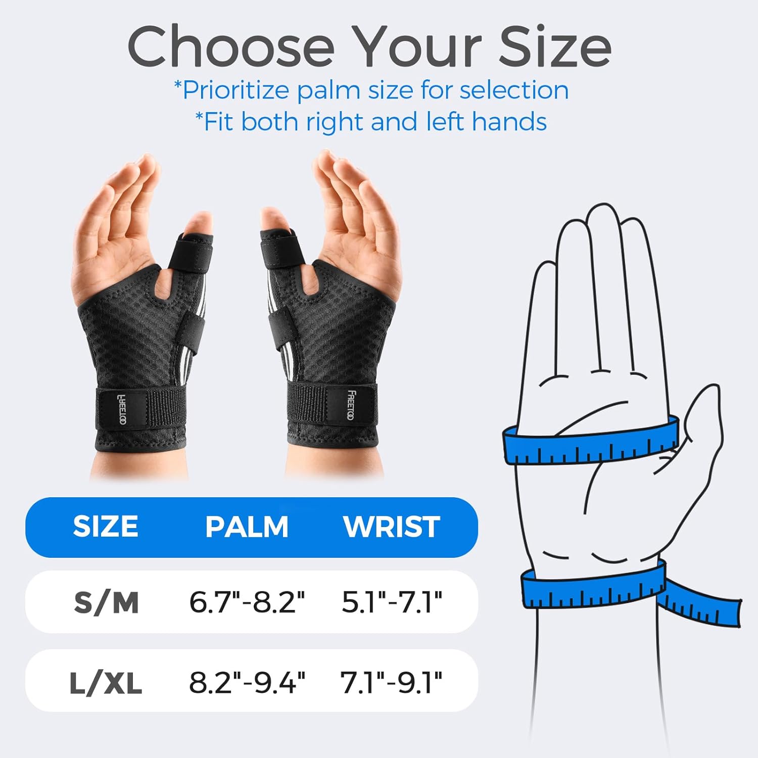 FREETOO Ergonomical Thumb Support for Arthritis, Breathable and Soft Thumb Splint, Right Hand or Left Hand Thumb Brace for Trigger Thumb,Tendonitis,Sprain.Fit both Women and Men-5