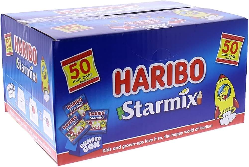 Party Box 50 Mini Bags x 16g Each- 800g | Starmix Bumper Box | Perfect for Sharing & Celebrations | Fun for All Ages | Iconic Gummies for Every Occasion-0