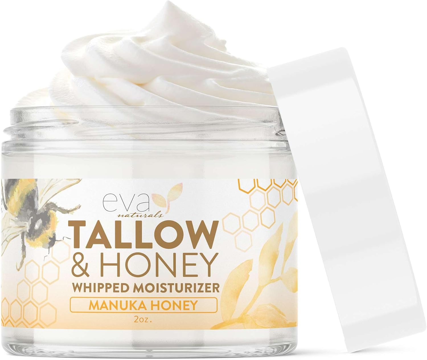 Small Batch, Whipped Beef Tallow Face Moisturizer - 100% Grass Fed & Finished With Manuka Honey, Beef Tallow For Face, Beef Tallow Moisturizer, Beef Tallow Face Cream - 57g-0