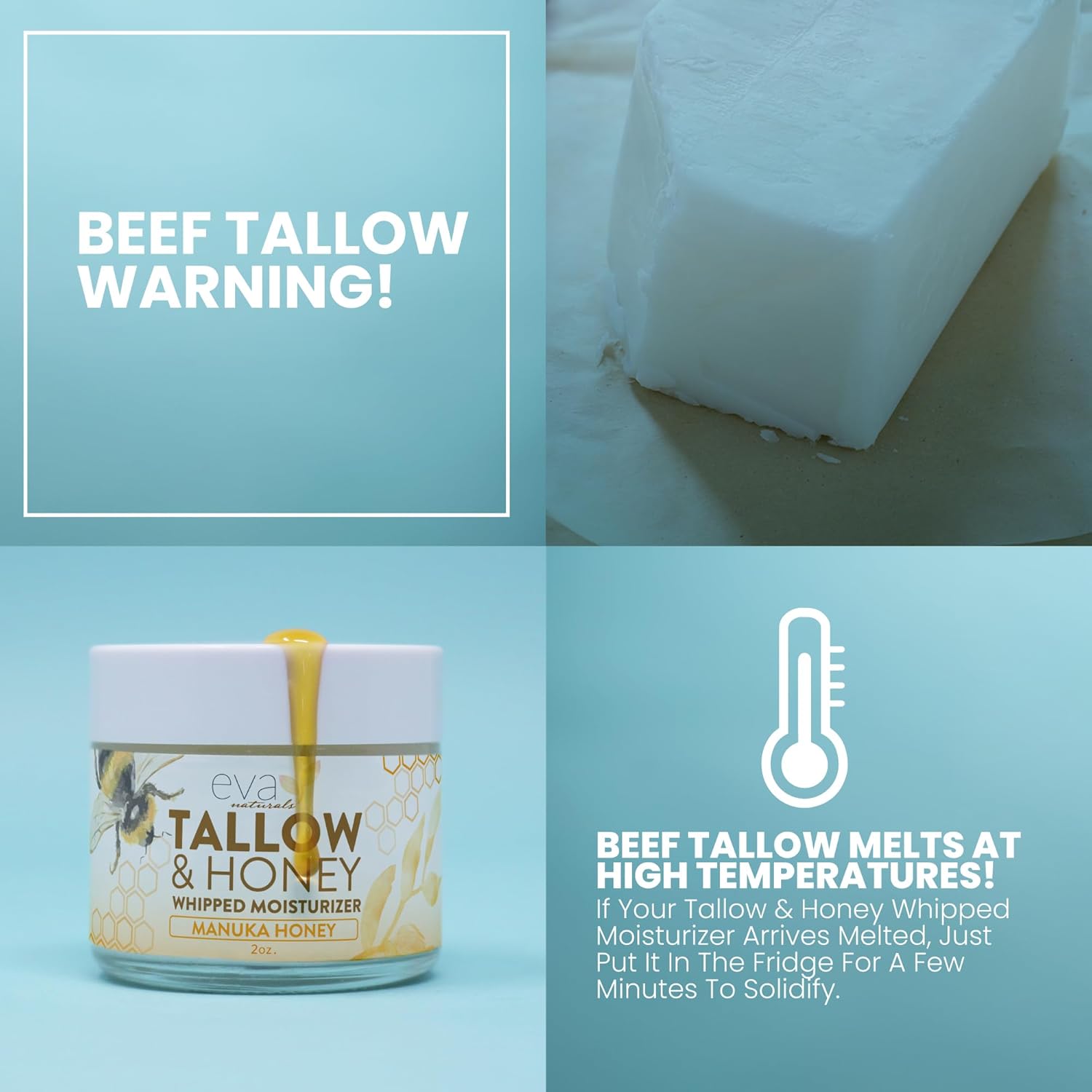 Small Batch, Whipped Beef Tallow Face Moisturizer - 100% Grass Fed & Finished With Manuka Honey, Beef Tallow For Face, Beef Tallow Moisturizer, Beef Tallow Face Cream - 57g-4