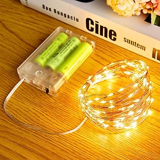 Fairy Lights, 100 LED Battery Operated String Lights Silver Wire Light for Indoor Outdoor Lighting, Bedroom, Christmas, Party, Wedding, Tree Decoration(10M/33ft, Warm White)