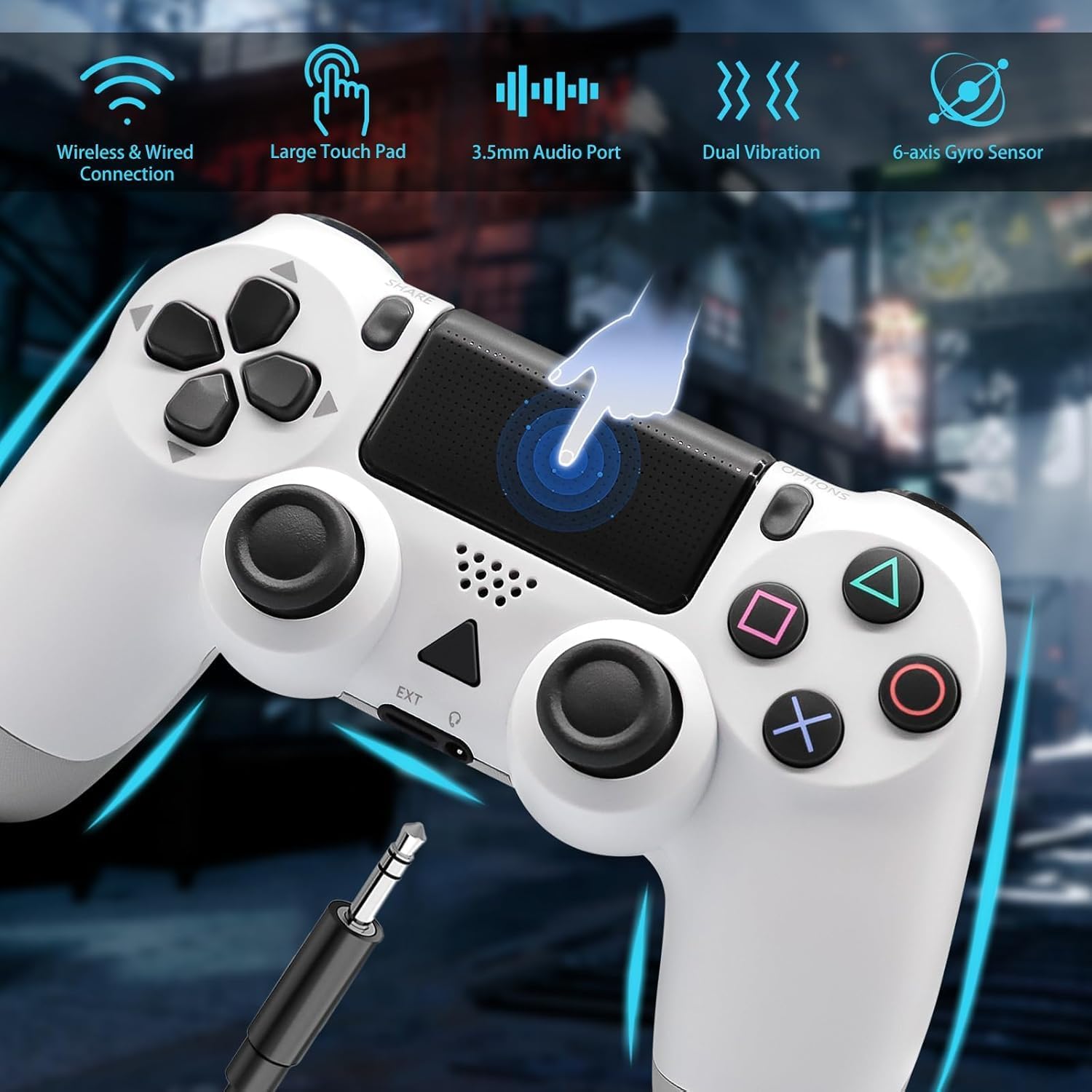 Effdrdfs Wireless Controller for PS-4 -Controller Wireless for PS-4/Pro/Slim/PC, Bluetooth Gamepad Joystick with Dual Vibration Touch Panel 3.5mm Audio Jack Six-Axis Upgraded Ergonomic Controller-1