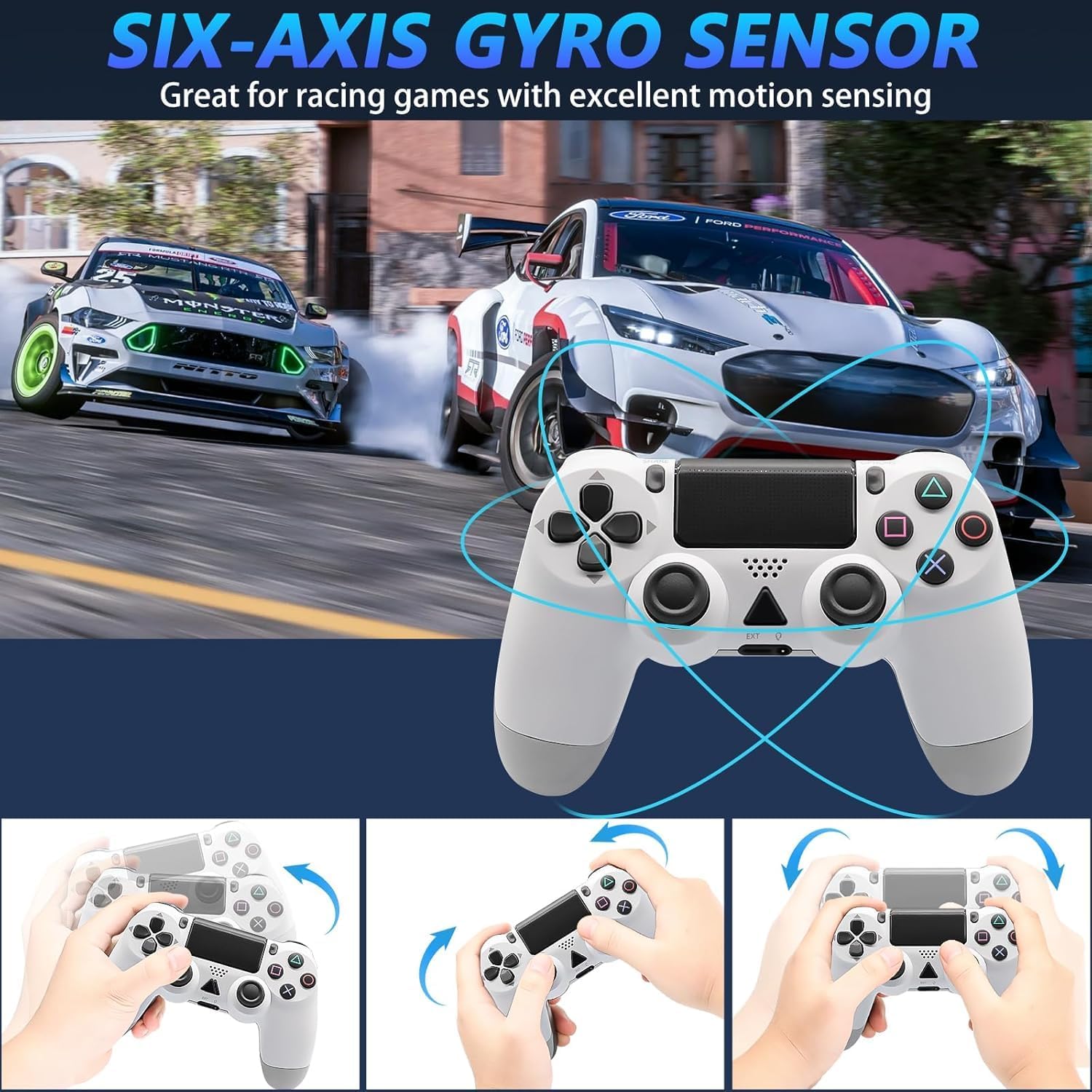 Effdrdfs Wireless Controller for PS-4 -Controller Wireless for PS-4/Pro/Slim/PC, Bluetooth Gamepad Joystick with Dual Vibration Touch Panel 3.5mm Audio Jack Six-Axis Upgraded Ergonomic Controller-4