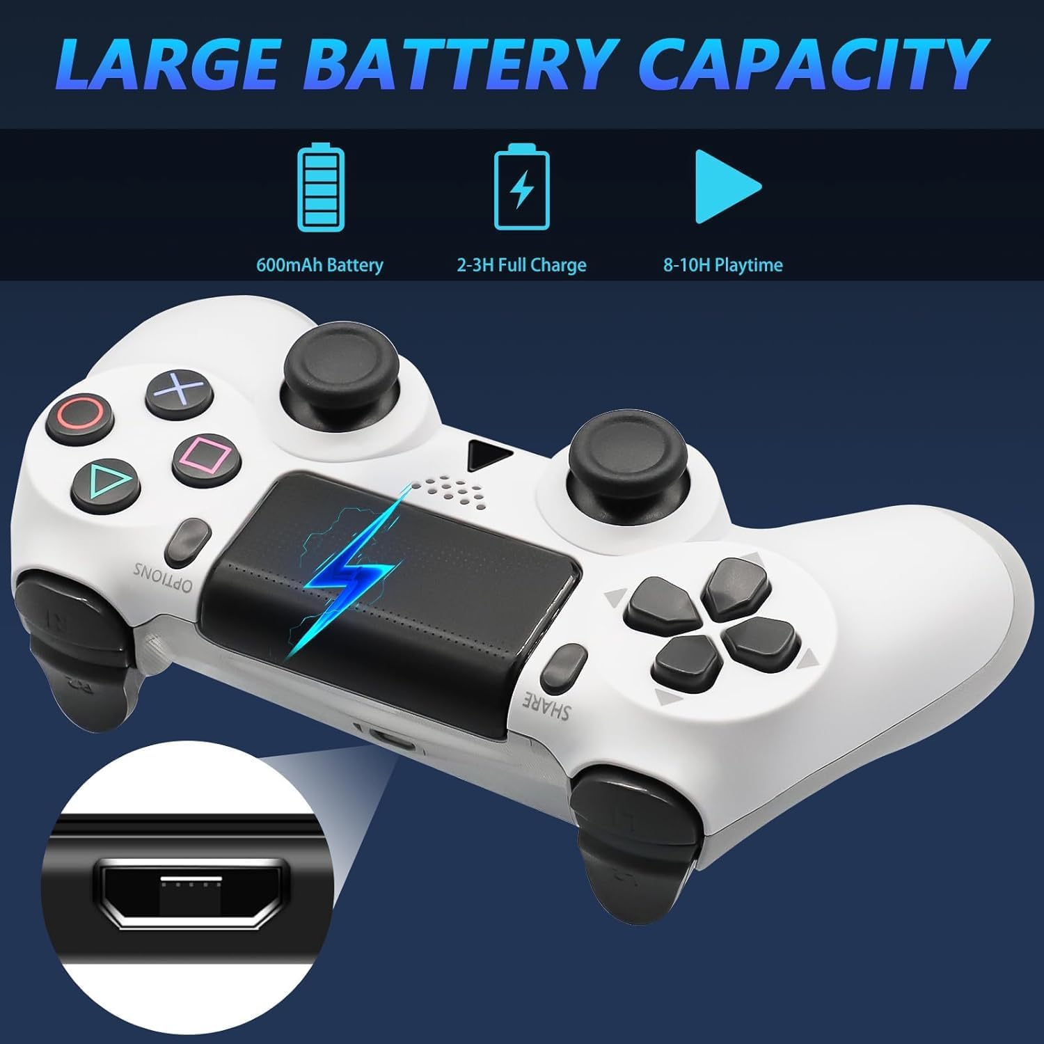 Effdrdfs Wireless Controller for PS-4 -Controller Wireless for PS-4/Pro/Slim/PC, Bluetooth Gamepad Joystick with Dual Vibration Touch Panel 3.5mm Audio Jack Six-Axis Upgraded Ergonomic Controller-5