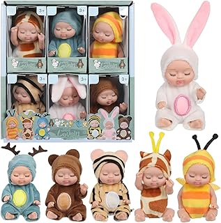 6 Pcs Sleeping Rebirth Dolls with Clothes, Mini Reborn Dolls, Reborn Doll Toys, Washable Lifelike Newborn Baby Doll, Realistic Small Baby Dolls for Girls Boys Toddlers Gift