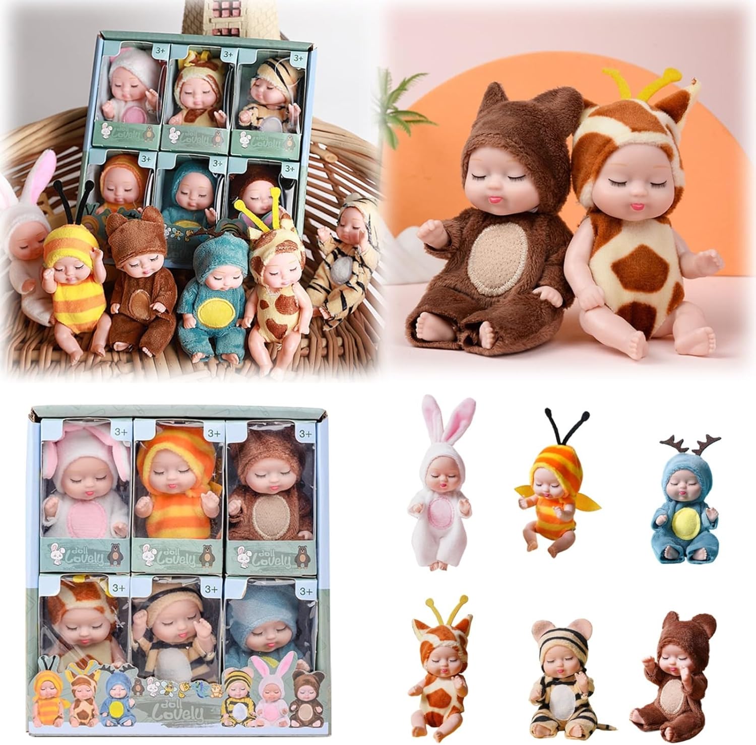 6 Pcs Sleeping Rebirth Dolls with Clothes, Mini Reborn Dolls, Reborn Doll Toys, Washable Lifelike Newborn Baby Doll, Realistic Small Baby Dolls for Girls Boys Toddlers Gift-4