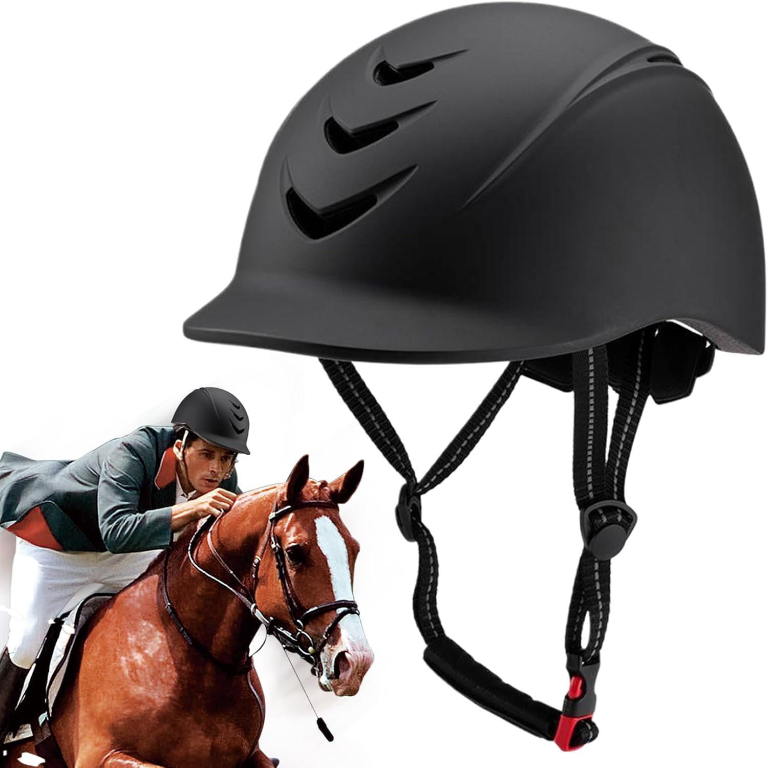 Horse Riding Helmet for Adults, Adjustable Equestrian Helmet Soft Padding Horse Riding Hat Equestrian Riding Helmets(58-62cm)-0