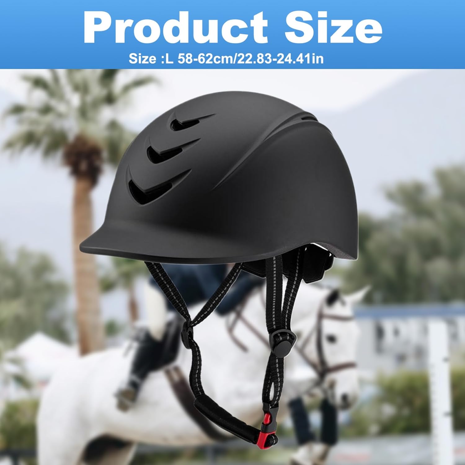 Horse Riding Helmet for Adults, Adjustable Equestrian Helmet Soft Padding Horse Riding Hat Equestrian Riding Helmets(58-62cm)-4