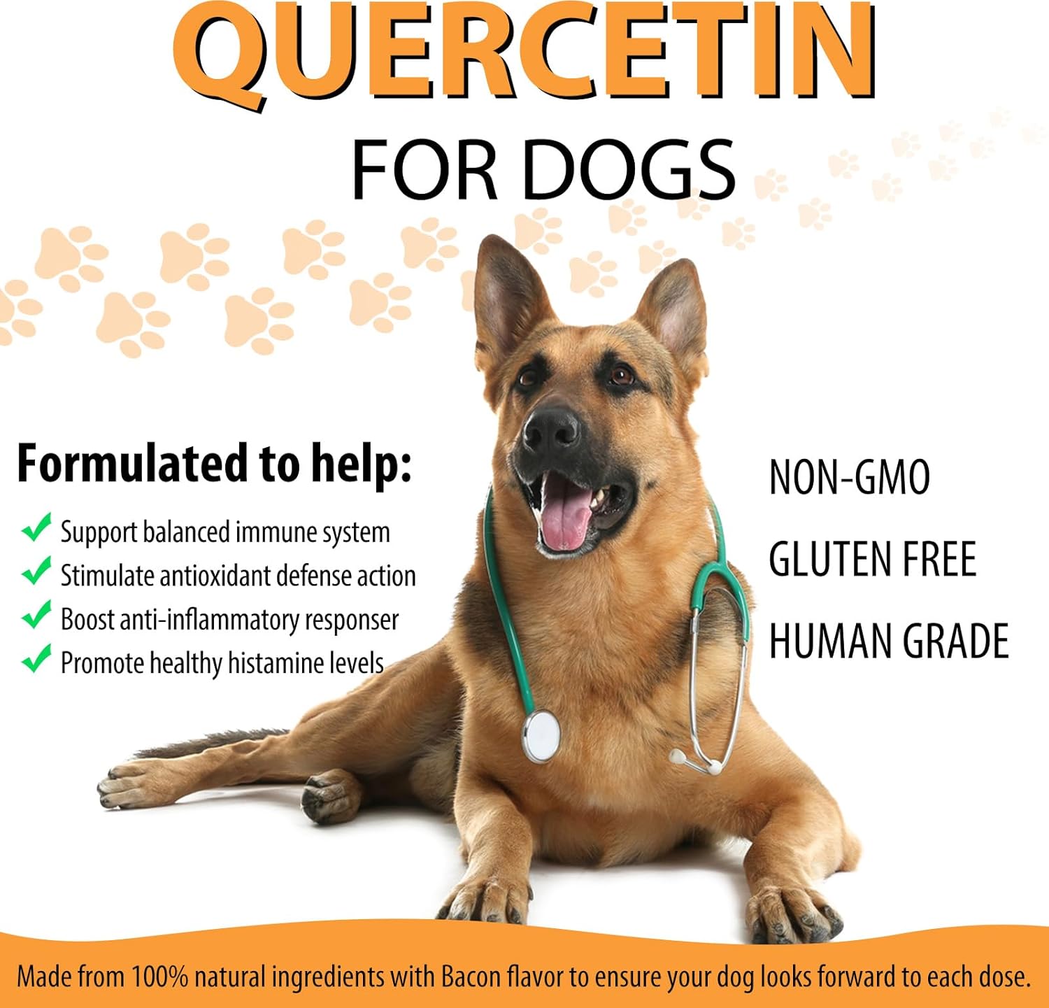 Quercetin for Dogs, 60ML Quercetin Liquid Drops Supplements with Vitamin C for Dog Allergy Relief, Immune Support, Itch Relief & Antioxidant (Natural Bacon Flavor)-7