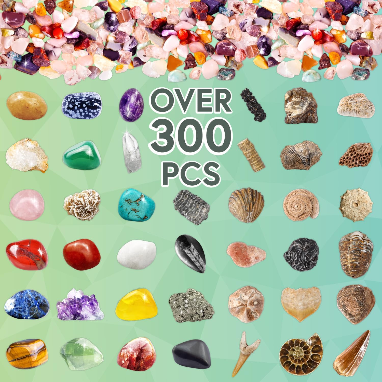 Science Kidz Ultimate Rock Collection Kit - Over 200 Crystals, Gemstones, Fossils, Minerals For Kids - Earth Science Gem Stones Kit - Geology Nature Gifts For Boys & Girls - Plus BONUS Amazing TV Rock-2