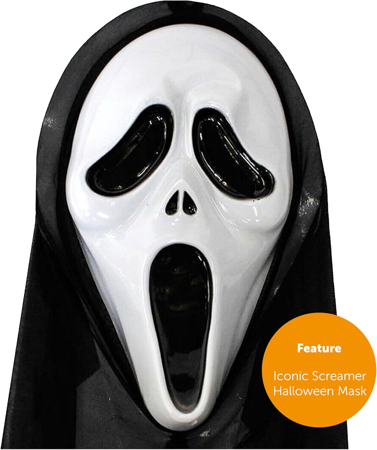 Adults Halloween Trick or Treat Reaper Costume - Black Robe, Screamer Mask and Fake Plastic Knife Prop - Adults Halloween Trick or Treat Fancy Dress Costume-3