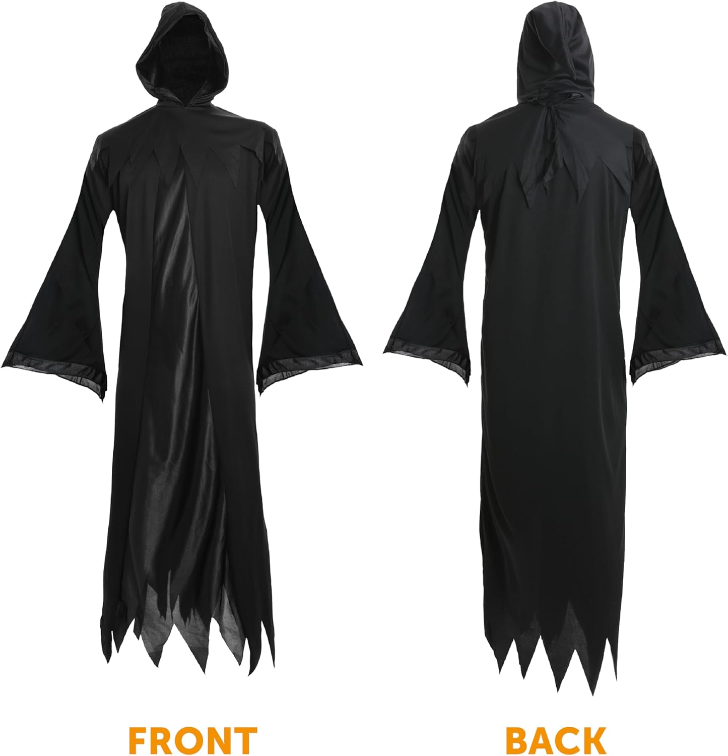 Adults Halloween Trick or Treat Reaper Costume - Black Robe, Screamer Mask and Fake Plastic Knife Prop - Adults Halloween Trick or Treat Fancy Dress Costume-4