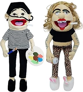 Jeffy Series Puppet Plush Toys | 13.8" Jeffy's Mom/Dad Puppet Toys | Soft Hand Puppet Plushie Figures | Silly Ventriloquist Stuffed Doll Educational Puppet for Kids Role-Play, Preschool, Storytelling