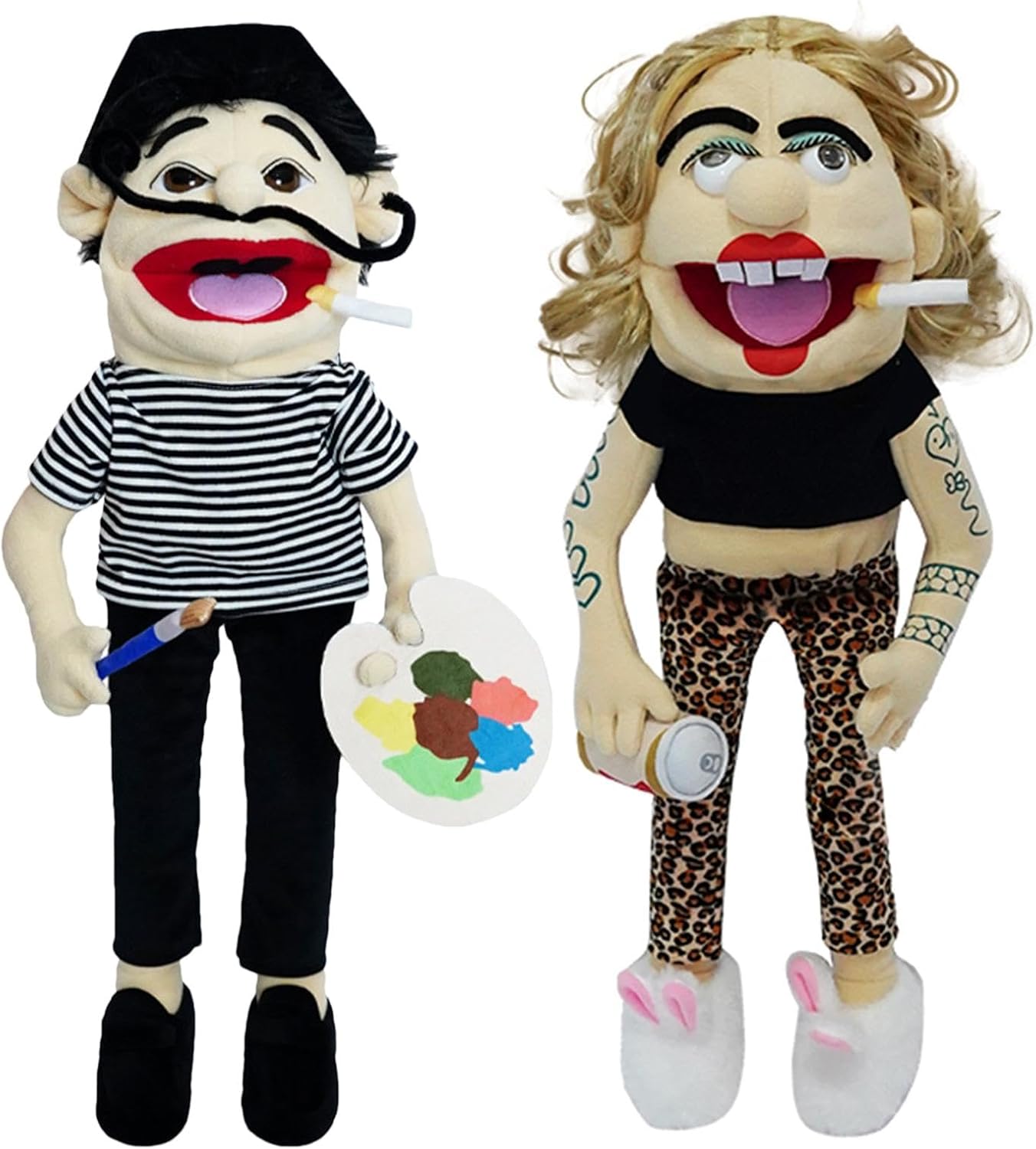 Jeffy Series Puppet Plush Toys | 13.8" Jeffy's Mom/Dad Puppet Toys | Soft Hand Puppet Plushie Figures | Silly Ventriloquist Stuffed Doll Educational Puppet for Kids Role-Play, Preschool, Storytelling-0