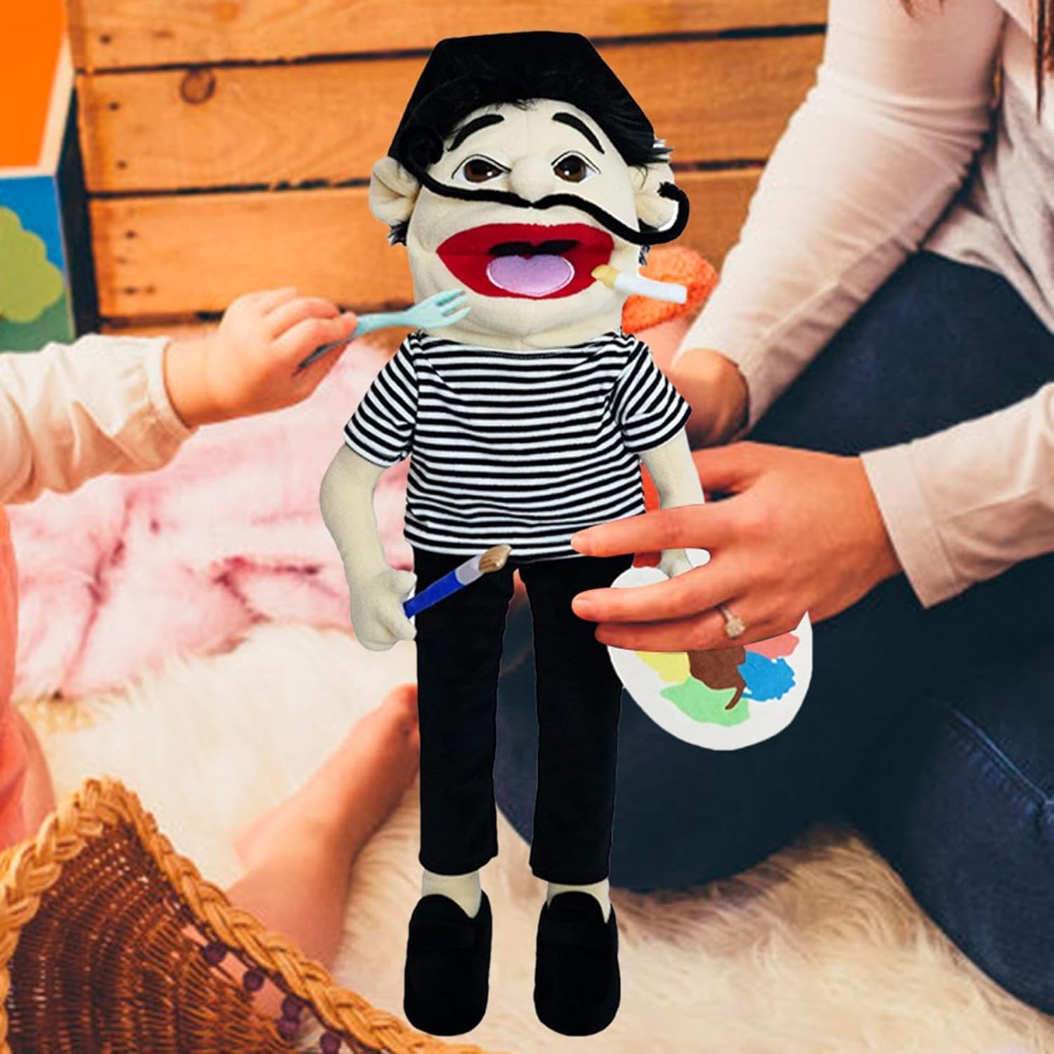 Jeffy Series Puppet Plush Toys | 13.8" Jeffy's Mom/Dad Puppet Toys | Soft Hand Puppet Plushie Figures | Silly Ventriloquist Stuffed Doll Educational Puppet for Kids Role-Play, Preschool, Storytelling-6