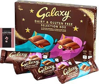 Gluten Free & Vegan Galaxy Chocolate Gift Set Sweet Hamper Non-Dairy Milk 160g& Cards - Galaxy Selection Box Christmas Chocolates Gift Box for Birthday Chocolate, Kids Snacks Galaxy Chocolate Hamper