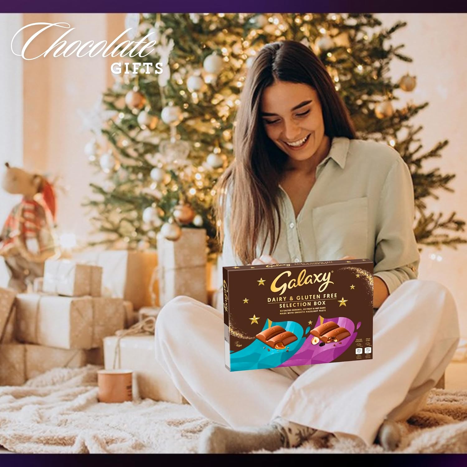 Gluten Free & Vegan Galaxy Chocolate Gift Set Sweet Hamper Non-Dairy Milk 160g& Cards - Galaxy Selection Box Christmas Chocolates Gift Box for Birthday Chocolate, Kids Snacks Galaxy Chocolate Hamper-3